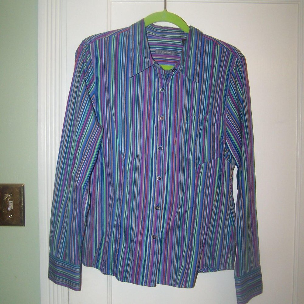 Liz Claiborne Shirt XL Striped NWT Blue - Picture 2 of 7